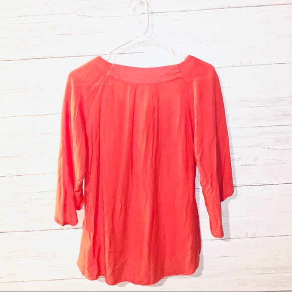 Maeve coral button sleeve blouse - Picture 2 of 5